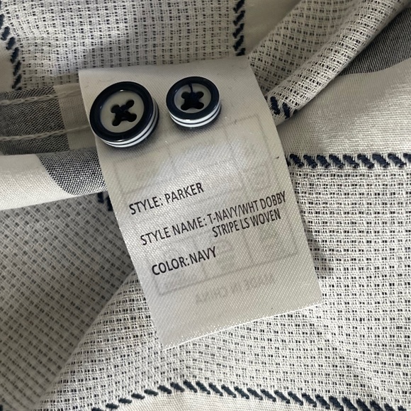 NWT Craft + Flow Men's Parker Long Sleeve Collard Navy Striped Button Up Size L - Picture 6 of 6